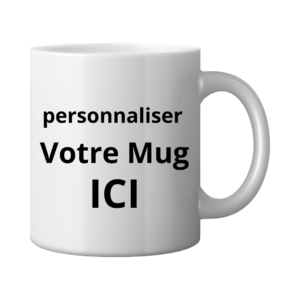 Mug blanc personnalisable avec photo et texte – impression sublimation haute qualité